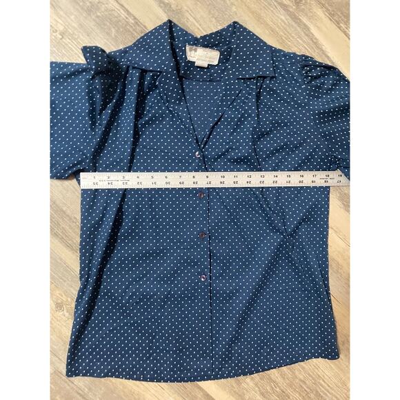 Vtg Skirt Top Set 70s 80s Blue Polka Dot Ruffle Sleeve Circle Skirt Tie Belt EUC - Picture 3 of 10